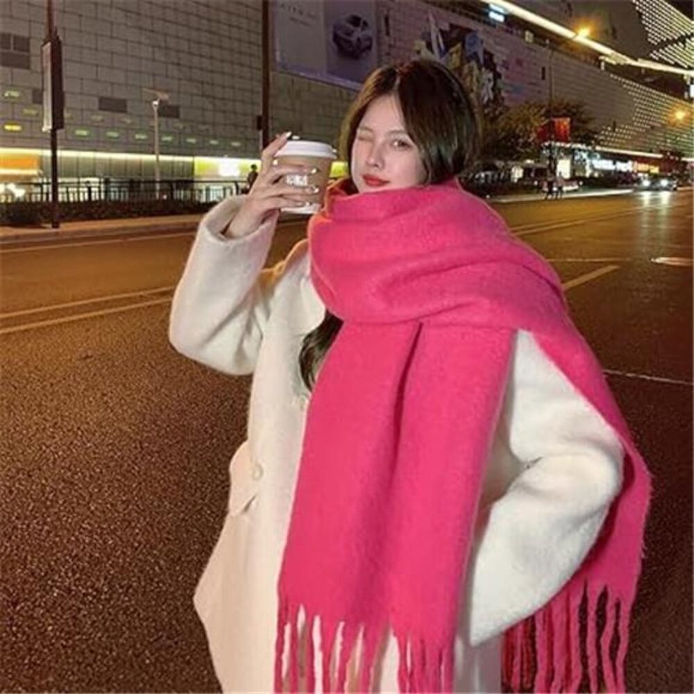 Women Cashmere Feel Scarf, Soft Warm Dusty Pink